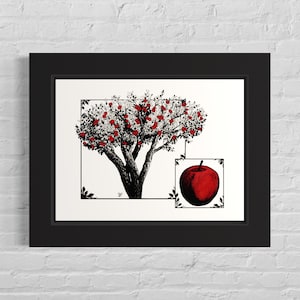 Apple Tree. Hand Drawn Pen and Ink Illustration.