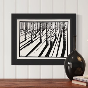 Winter Birch. Hand Drawn Pen and Ink Illustration.