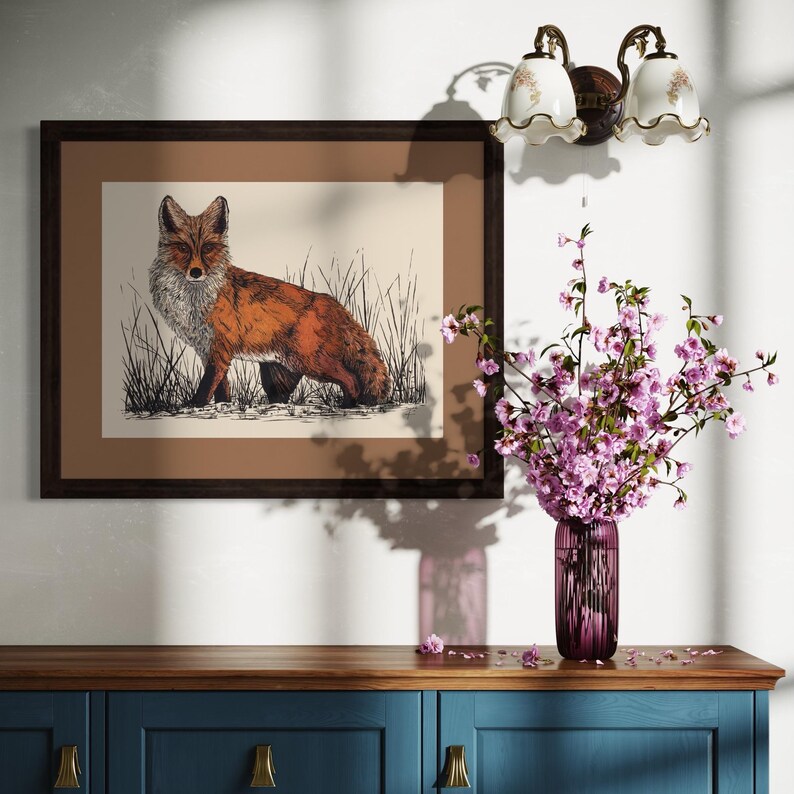 Red Fox. Hand Drawn Pen and Ink Giclee Art Print. - Etsy