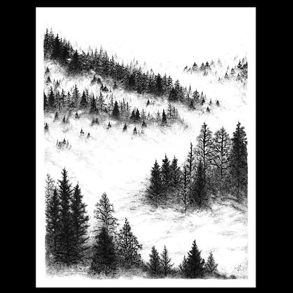 Cold Valley. Hand Drawn With Pen and Ink.