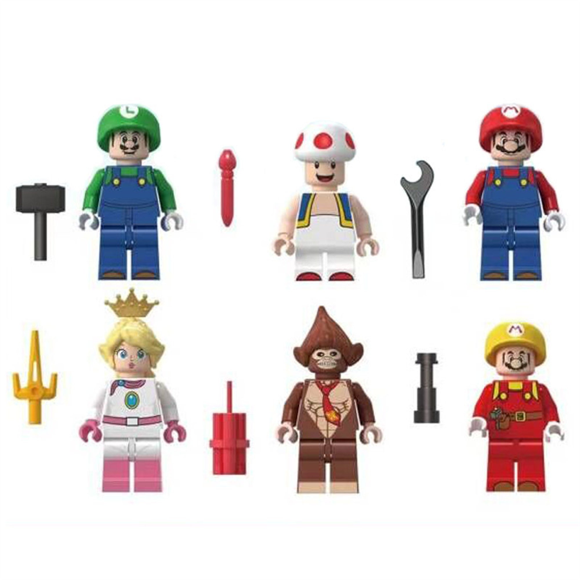 Enumerate Vedhæft til skole 6PCS Mario Minifigures Toys Princess Pinkie and Luigi the - Etsy