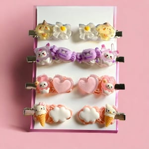 Two Piece Decoden Haarspangen Hairclip Cartoon Charm Kawaii Anime Kpop Kitty Cat Dog cute kawaii Haarschmuck Cherry Flower Hair Accessories