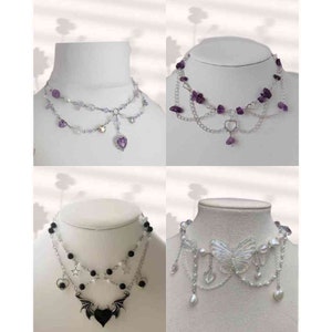 Pearl Necklace Pearl Necklace Fairycore Butterfly Butterfly Strawberry NANA Anime Kpop Angel Cottagecore amethyst grunge kawaii y2k