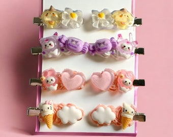 Tweedelige Decoden Haarspeldjes Haarspeld Cartoon Charme Kawaii Anime Kpop Kitty Kat Hond schattige kawaii Haaraccessoires Kersenbloem Haaraccessoires