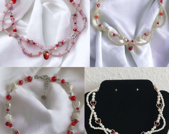 Pearl Necklace Pearl Necklace Fairycore Butterfly Butterfly Strawberry NANA Anime Kpop Angel Cottagecore egirl grunge kawaii y2k