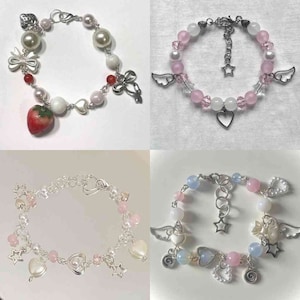 Anime Manga Kawaii Fairycore Inspired Bracelets, Moon Stars Wings, Anime, Grunge, Y2k Cottagecore, Partner Bestfriend Matching Gift Vintage