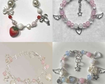 Anime Manga Kawaii Fairycore Geïnspireerde Armbanden, Maansterren Vleugels, Anime, Grunge, Y2k Cottagecore, Partner Beste Vriend Matching Cadeau Vintage