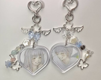 Anime geïnspireerd bijpassende sleutelhangers paar of vriendschap II cadeau-idee