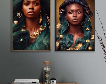 Portrait of a Beautiful Dark Skin Sea Woman, living room wall art, wall art, house decor, living room decor.