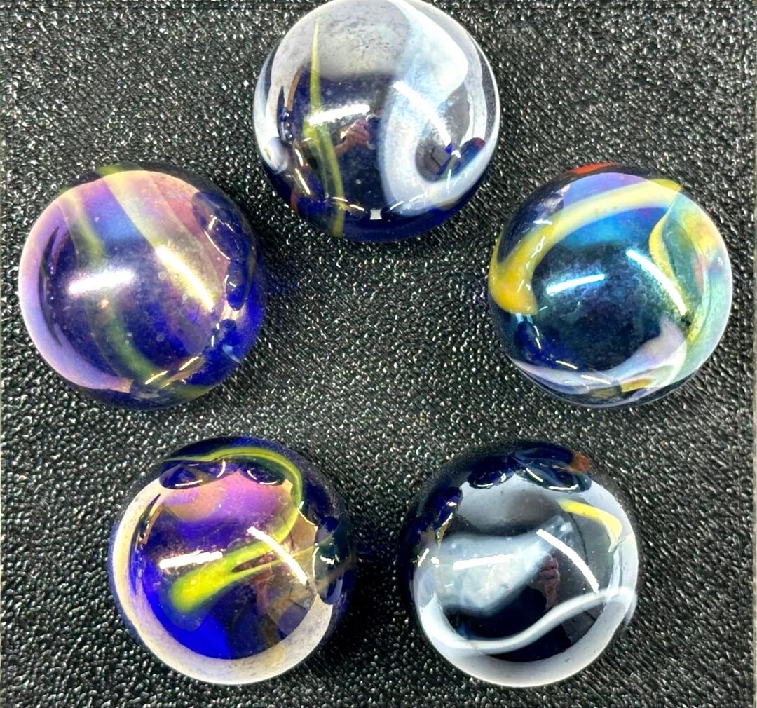 SNORKLE ブルー/イエロー 虹色ガラスビー玉 22 mm (7/8 インチ