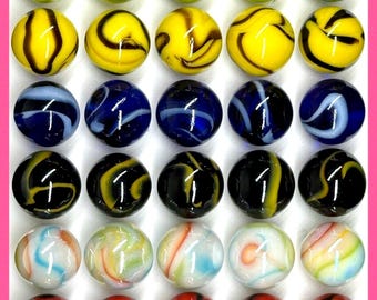 SNORKLE ブルー/イエロー 虹色ガラスビー玉 22 mm (7/8 インチ