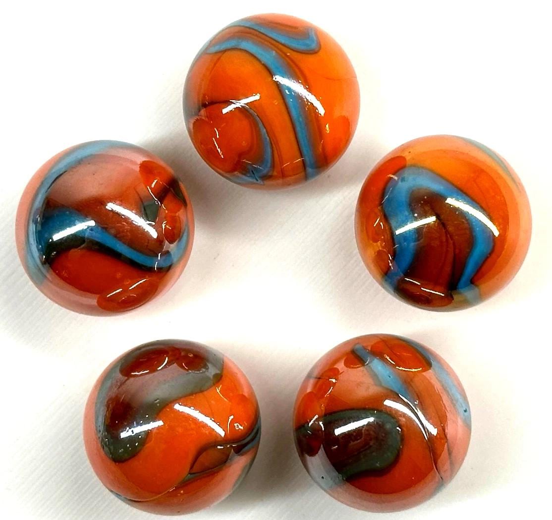 VALKYRIE オレンジ/ブルー 虹色ガラスビー玉 22 mm (7/8 インチ