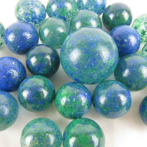 25 Glass Marbles EARTH Green/Blue Speckled game pack Shooter