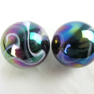 2 Boulders35mm MILKY WAY Marbles glass ball oil slick large huge Swirl image 5