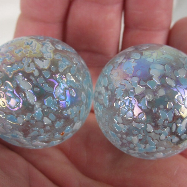 2 Boulders 35mm SNOWFLAKE Marbles Glitter Speckled glass ball large