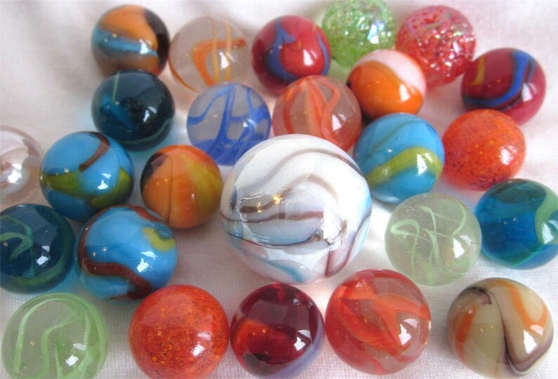 25 RANDOM MIXED ASSORTMENT Game Marbles Shooter Glass Swirl Lot - Etsy
