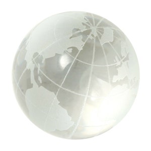 Clear WORLD MAP GLOBE Etched Glass Marble 30mm (1.25&quot;)