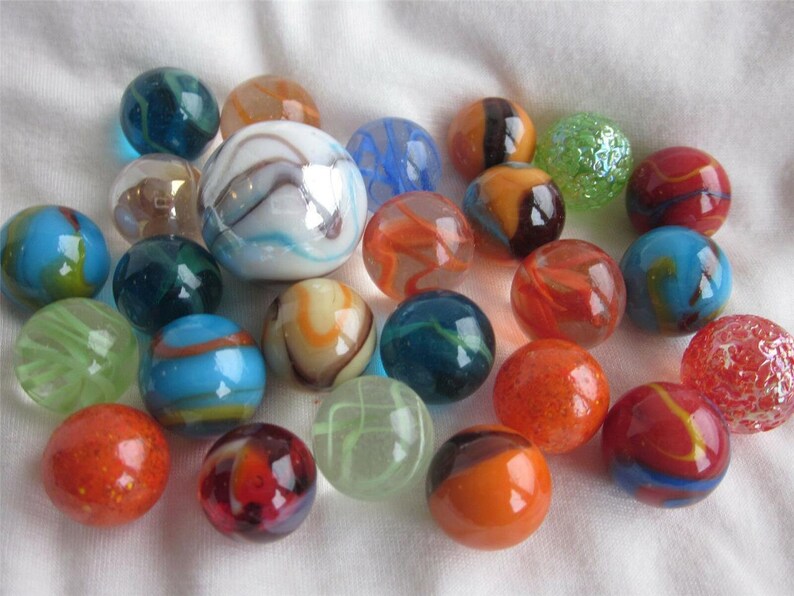 25 RANDOM MIXED ASSORTMENT Game Marbles Shooter Glass Swirl Lot - Etsy