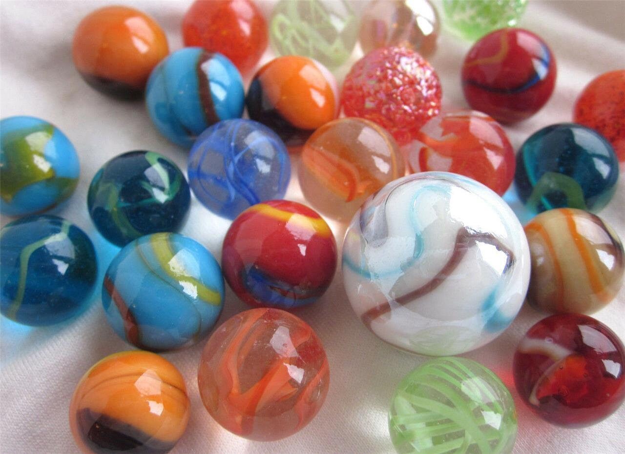 25 RANDOM MIXED ASSORTMENT Game Marbles Shooter Glass Swirl Lot - Etsy
