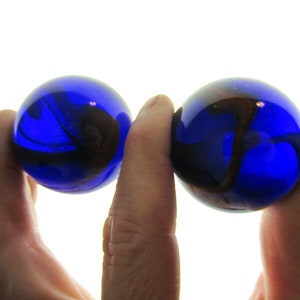 2 mammoth DRAGONFLY 1 5/8&quot; Cobalt Blue Marbles Glass Massive 42mm large