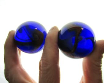 2  MAMMOTH DRAGONFLY 1 5/8" Cobalt Blue  Glass Marbles