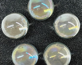 SOAP BUBBLE Clear Iridescent Glass Marbles 22mm (7/8 inch) SHOOTER Taw (Lot of 5)