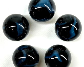 サムライ ブラック/ブルー ガラスビー玉 22 mm (7/8 インチ) シューター タウ (5 個入り)