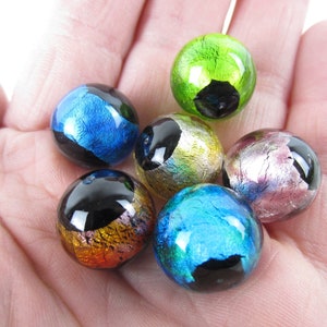 Set Of 3 Curlicus Art Glass Marbles - 16mm Handmade Collectible Marbles In Multi-Colors