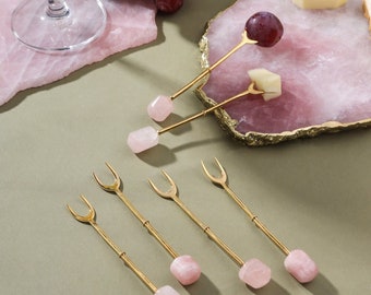 Rose Quatrz - Forchette per antipasti - set di 6 / utensili per salumi / regali per lei / utensili da cucina / articoli da regalo di lusso