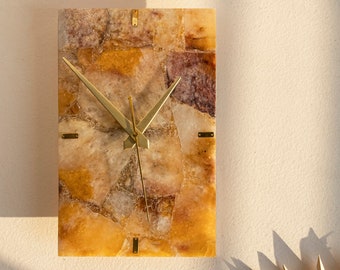 Fire quartz - rectangle wall clock| office decor| gemstone clock| housewarming gift