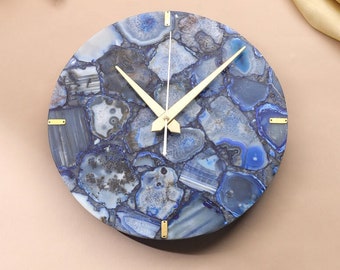 Gold accent - agate  wall clock |  unique wall clock | handmade wall clock | wall decor