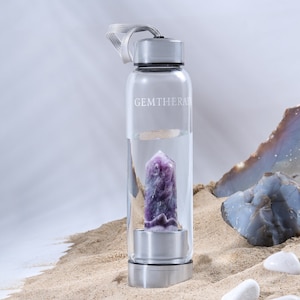 Amethyst - Gem elixir water bottle | crystal infused water bottle | gemstone bottle