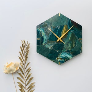Moss Agate Wall Clock home decor hosewarming gift crystal wall clock elegant wall clock image 1
