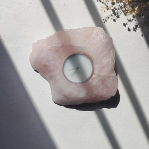 Rose Quartz Candle Holder -Tea light, elegant holder, gemstone candle holder, mothers day gift