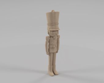 Nussknacker Soldat Weihnachtsbaumschmuck - Digital Download STL, Feiertags-Nussknacker für 3D-Druck, Festdekor 3D-Modell