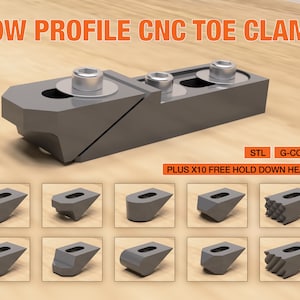 CNC Toe Clamp Hold Down - with Fixture Accessories - All files downloadable in STL for CNC Milling or 3D Printing