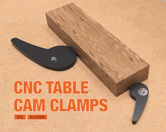 CNC Table Cam Clamps - Three sizes | Universal for any wasteboard or fixture plate. Digital Download STL Files