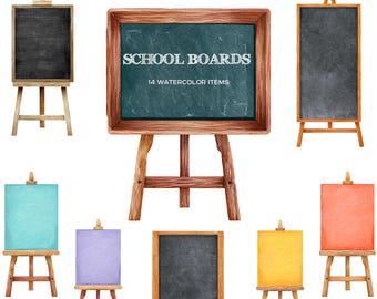 Watercolor school chalkboards clipart. School blackboard clipart. Back to school. Chalkboard background 14 PNG.