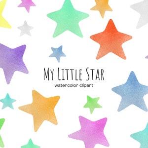 Clipart de estrellas de acuarela. Formas de estrellas PNG. Prediseñadas de estrellas del arco iris. estrellas de colores. Lindas estrellas para decoración 10 PNG. Imágenes Prediseñadas de estrellas simples