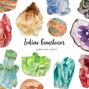 Watercolor Zodiac birthstone clipart. Crystals & Gems 12 PNG. Watercolor minerals clipart. Gemstone clip art 12 PNG. Amethyst clip art PNG