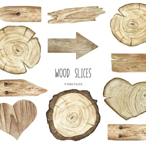 Watercolor wood slices clipart. Watercolor wood hearts. Wood sign 11 PNG. Rustic Slices Clip Art. Wooden Frames. Farmhouse Wood Slice