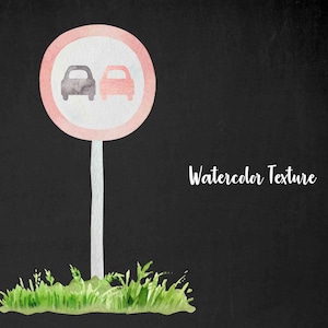 Watercolor road sign clipart. Traffic signs clip art.  Bundle 32 common traffic signs road PNG. Speed limit, dead end, traffic lights.