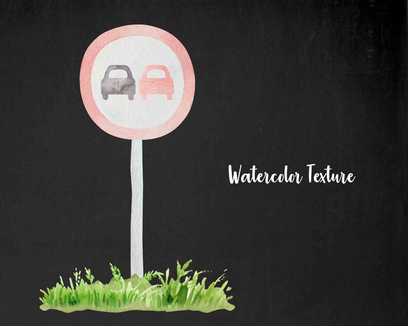 Watercolor road sign clipart. Traffic signs clip art.  Bundle 32 common traffic signs road PNG. Speed limit, dead end, traffic lights.