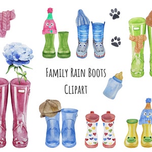 Aquarell Familie Welly Stiefel Clipart für personalisierten Familiendruck. Wellies Familie Druck Schöpfer. Es ist meine Familie Druck. Regenstiefel PNG