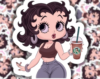 Betty Boop Stoner-klistermärke: Canna Coffee vinyldekal