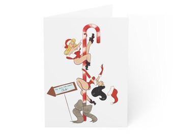 Cheeky Greeting Cards, Santa's Milk and Cookies Club Retro Pin-Up Girls, Xmas Card Pack