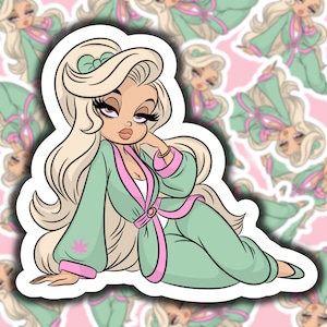 Chill Queen Sticker! Retro Luxe Canna Babe for the High Vibes Lifestyle,  Cute Stoner stickers.
