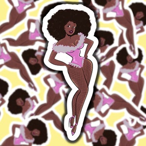 Retro Pin-up girl &quot;Pretty in Pink&quot; Sticker, pinup stickers, retro style, die cut sticker, tumbler sticker, cute laptop sticker, pinup style