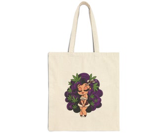 Sundae Best Cotton Canvas Tote Bag: Cannabis Design