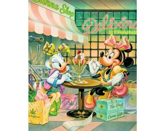Retro Cartoon High Vibes Canna Besties Matte Poster